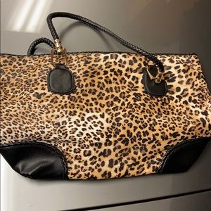 Large cheetah print tote bag